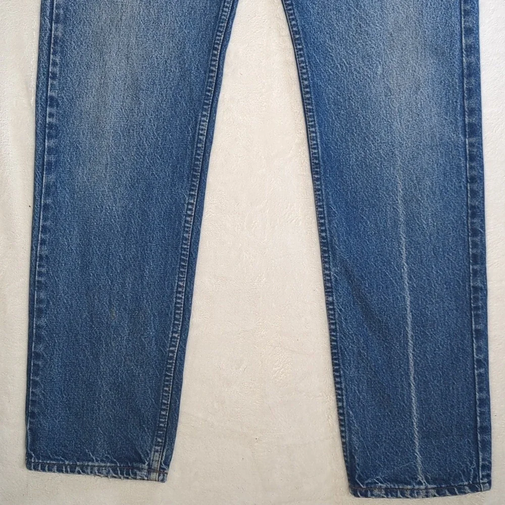VTG Levis 505 Red Tab Straight Jeans Men 34x34 Faded Wash Wallet Made In USA Y2K